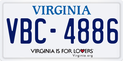 VA license plate VBC4886