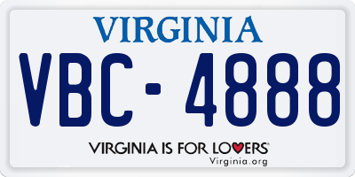 VA license plate VBC4888