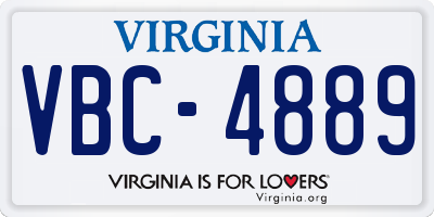 VA license plate VBC4889