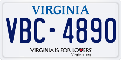 VA license plate VBC4890