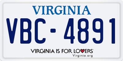 VA license plate VBC4891