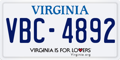 VA license plate VBC4892