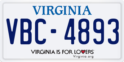 VA license plate VBC4893