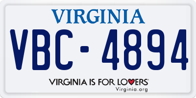 VA license plate VBC4894