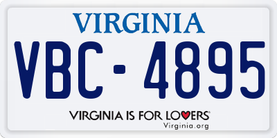VA license plate VBC4895