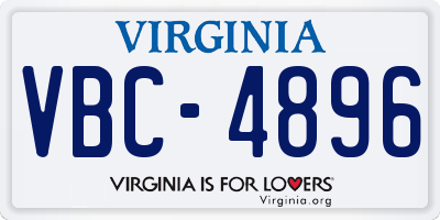 VA license plate VBC4896