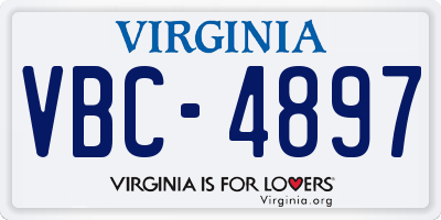 VA license plate VBC4897