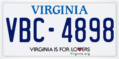 VA license plate VBC4898