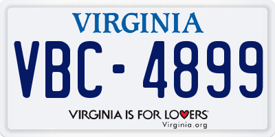 VA license plate VBC4899