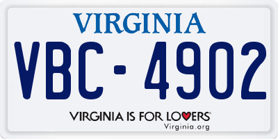 VA license plate VBC4902