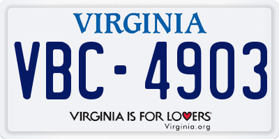 VA license plate VBC4903