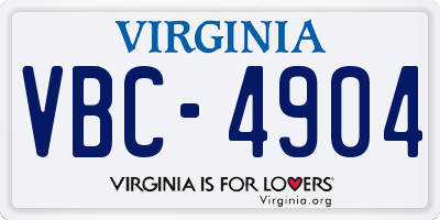 VA license plate VBC4904