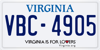 VA license plate VBC4905