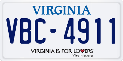VA license plate VBC4911