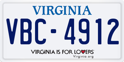 VA license plate VBC4912
