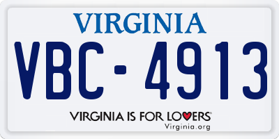 VA license plate VBC4913