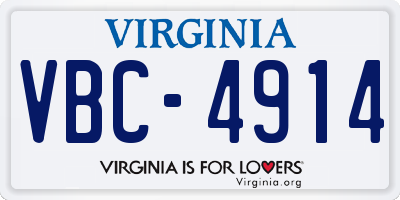 VA license plate VBC4914