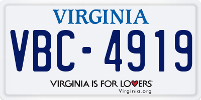 VA license plate VBC4919