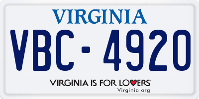 VA license plate VBC4920