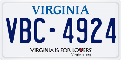 VA license plate VBC4924