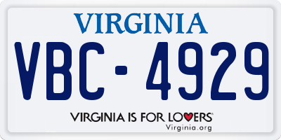 VA license plate VBC4929