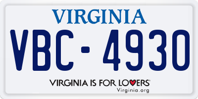 VA license plate VBC4930