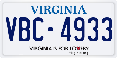 VA license plate VBC4933