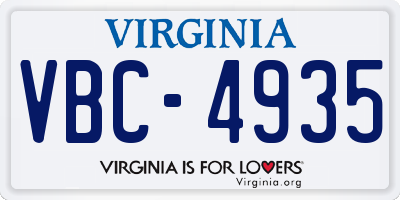 VA license plate VBC4935