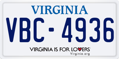 VA license plate VBC4936