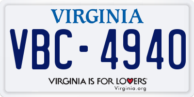 VA license plate VBC4940