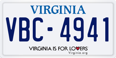 VA license plate VBC4941