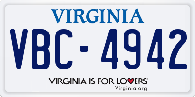 VA license plate VBC4942