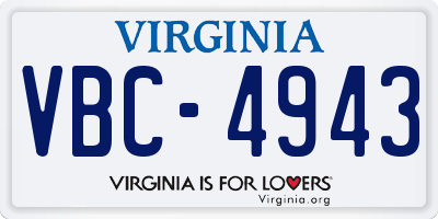 VA license plate VBC4943