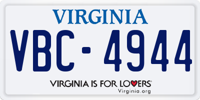 VA license plate VBC4944