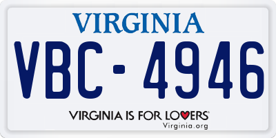VA license plate VBC4946