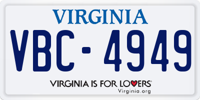 VA license plate VBC4949