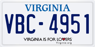VA license plate VBC4951