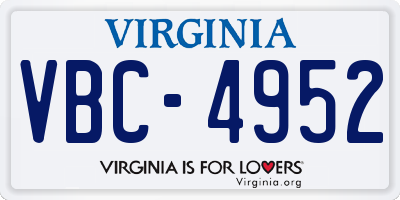 VA license plate VBC4952