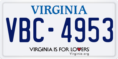 VA license plate VBC4953