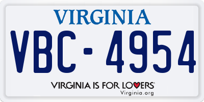 VA license plate VBC4954