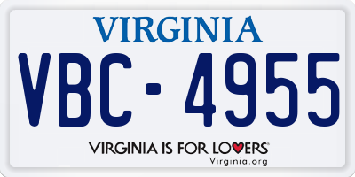VA license plate VBC4955