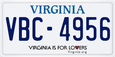 VA license plate VBC4956
