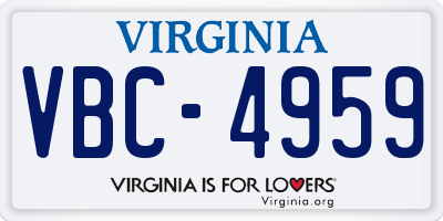 VA license plate VBC4959