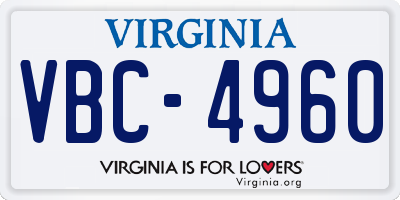 VA license plate VBC4960