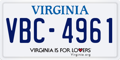 VA license plate VBC4961