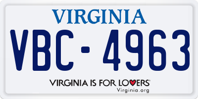 VA license plate VBC4963