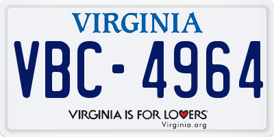 VA license plate VBC4964