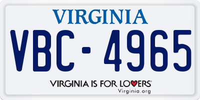 VA license plate VBC4965