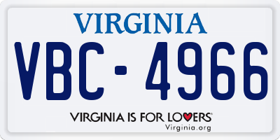 VA license plate VBC4966