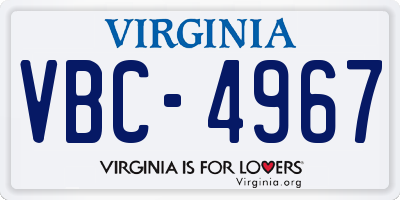 VA license plate VBC4967